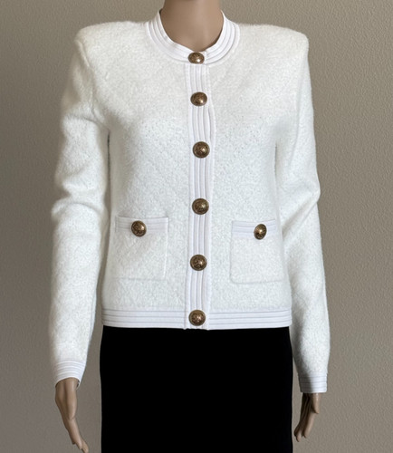 Balmain white fuzzy logo snap - balmain,